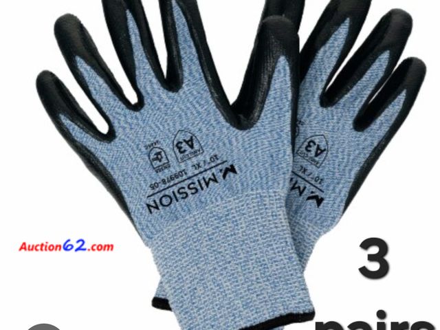 Lot 44-6755b - 3 Pairs XL MISSION Cool-Tech Work Gloves, Blue - Flexible Grip - Cools Up to 2 Hours &amp; Absorbs Sweat - UPF 50 Sun Protection - Touchscre...