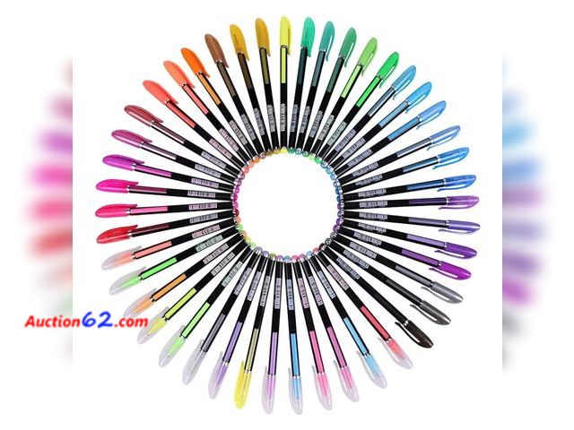 Lot 44-6582r - YYMIYU Glitter Gel Pens, Neon Glitter Gel，Marker for Adult Coloring Books, Journaling Crafting Doodling Drawing (120 Color Suit Canvas Bag) ...