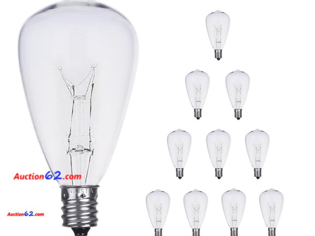 Lot 44-9057b - Lot of (3) Packs of (10) ST38 Replacement Bulbs, 5W Edison Bulbs E12 Candelabra Base, Warm White Clear Glass Appears New, A basic inspection...