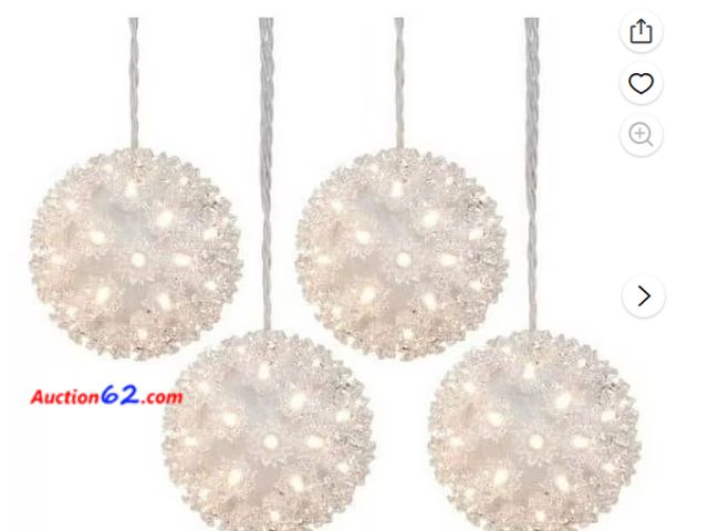Lot 44-1677t - 5.5 in. LED Hanging Sphere Lights (4-Pack) Appears New, A basic inspection has been given to this item. Sold AS-IS. Not Tested See All Photo...