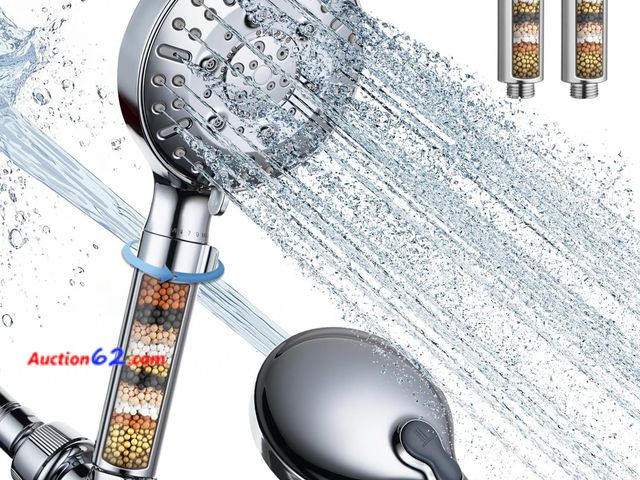 Lot 44-9067 - CWPW Filtered Shower Head with Handheld,High Pressure 9-Spray Showerhead - Water Softener with Filter Beads for Hard Water,Removes Chlorine,...
