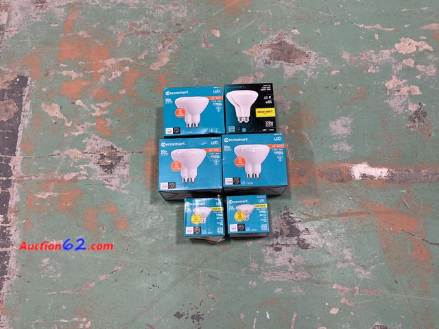 Lot 44-4017p - Mix lot of lights bulbs- see photos for sizing Not Tested Appears New with box damage