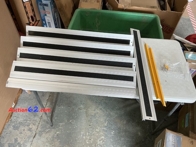 Lot 44-1117o - $115.99 Retail price - Nuvium 5" Rise Door Threshold Ramps for Doorways, Stable Yellow Edge, Aluminum Wheelchair Ramp for Home Steps, Adjust...