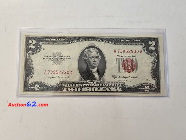 Lot 44-8319r - 1953 B SERIES $2 RED SEAL LEGAL TENDER NOTE. UNCIRCULATED. FROM THE GOOD OLD DAYS WHEN MONEY SAID "LEGAL TENDER FOR ALL DEBTS, PUBLIC AND PR...