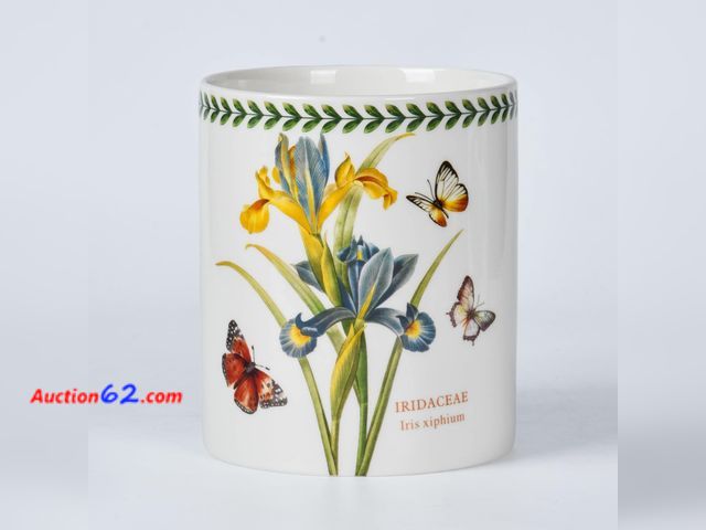 Lot 44-1536o - CABILON Floral Kitchen Utensil Holder, 7.1 Inch Large Ceramic Crock, Sunflower Pattern, White Kitchen Counter Organizer (iris) See All Photo...