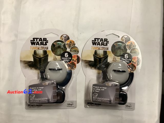 Lot 44-6099q - Set of 2 Starwars Mandalorian nightlights. New. See All Photo's Not Tested Never opened, Factory Sealed