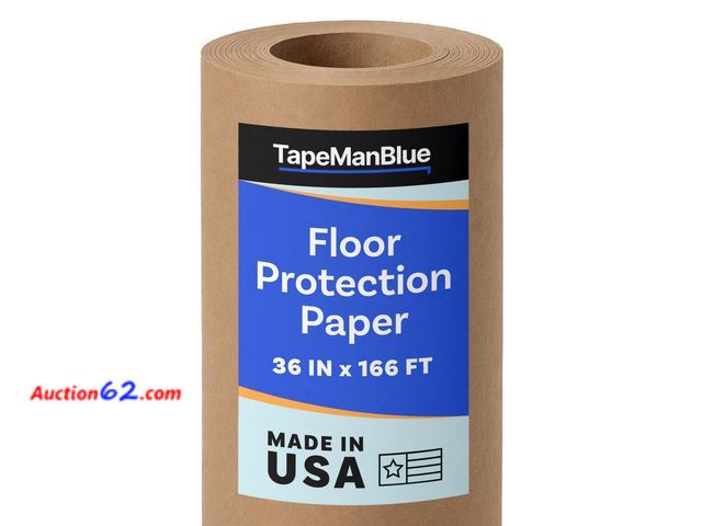 Lot 44-755w - TapeManBlue Floor Protection Paper, 36 inch x 166 ft Roll, Made in USA, 69# Brown Rosin Masking Paper Roll, 100% Recycled, Thick Floor Cover...
