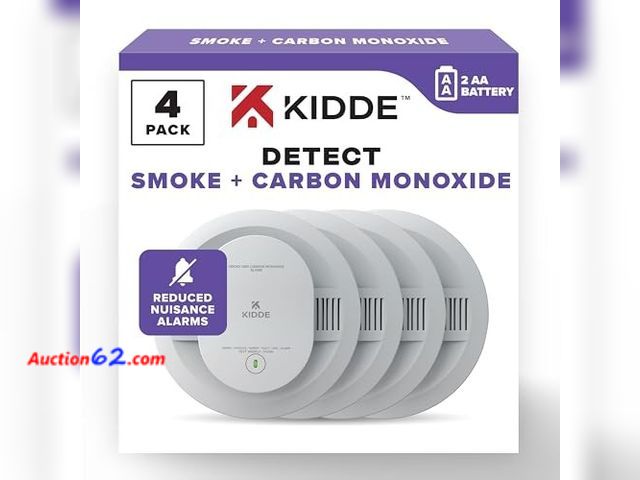 Lot 44-1970a - Kidde Smoke &amp; Carbon Monoxide Detector, AA Battery Powered, LED Warning Light Indicators, 4 Pack See All Photo's Not Tested Appears New,...