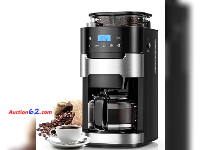 Lot 44-7177j - 10 cup drip coffee maker with built-in grinder, programmable grind &amp; brew, coffee machine with smart LED touchscreen, 24H timer, customi...