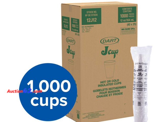 Lot 44-685b - Retail value $53- Dart 12J12 12 oz Foam Cup (Case of 1000) 1. Appears New, A basic inspection has been given to this item. Sold AS-IS. 4. Se...