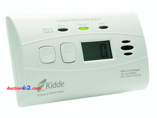 Lot 44-1603p - $47 Retail value- Kidde Carbon Monoxide Detector with 10-Year Battery, Digital Display, 3 LEDs, Replacement Indicator, Peak Level Memory App...