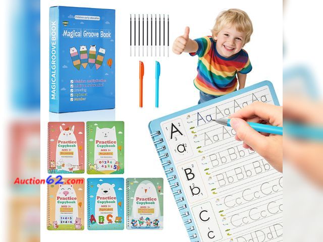 Lot 44-9062m - Magic Grooved Writing Books for Kids-Handwriting Practice for Kids 5-8 - Tracing Books for Kids Ages 3-5 - Preschool, Kindergarten Learning-...