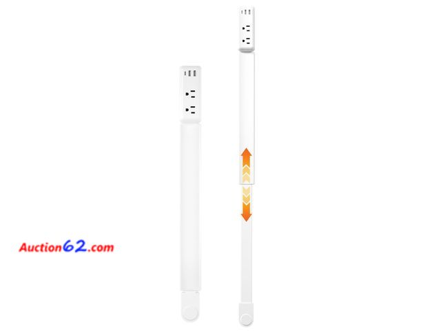 Lot 44-694o - Outlet Extender, Electrical Outlet Extender Stick 22-34" Extendable 180° Rotating Wall Charger, EDIEBE USB C Power Socket Expander with 2 AC...