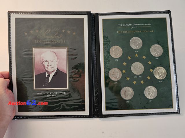 Lot 44-8348u - EIGHT COIN EISENHOWER DOLLAR SET. TWO COINS ARE BICENTENNIALS. FROM THE UNITED STATES COMMEMORATIVE GALLERY.-NT