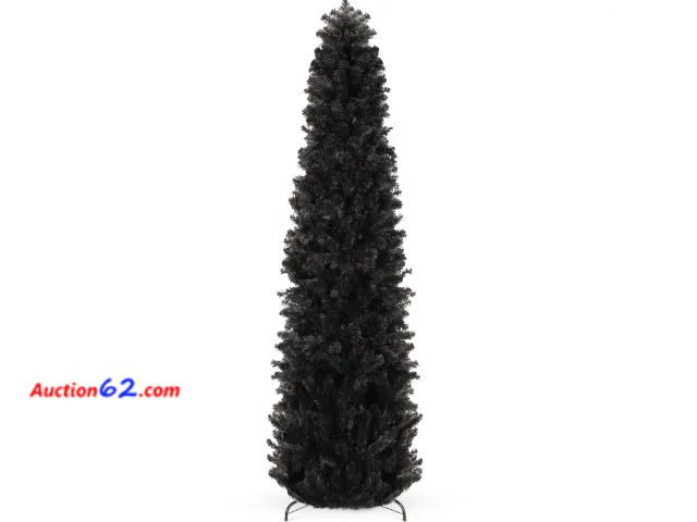 Lot 44-3138b - 7.5ft. - Black Artificial Pencil Holiday Christmas Tree - BCP Products SKY6089 - Ecommerce Return - See Pictures