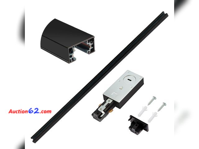 Lot 44-761w - H Track Lighting Rails Kit 120V 3.3FT 3-Wire H Type Single Circuit with End Caps and Live End Feed Connector, Mounting Hardware (Black) See ...
