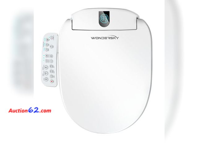 Lot 44-1646w - $169.99 Retail price - Round Bidet Toilet Seat, Smart Heated Toilet Seat with Warm Water and Dryer, Soft Close Bidet Seat with Adjustable Te...