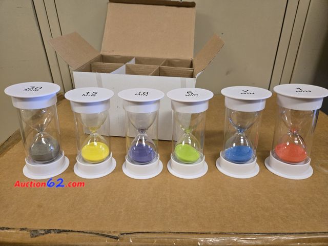 Lot 44-6544x - Enlightened Millennials 6 pcs color hourglass Timer set 1min / 2min / 5min / 10min / 15min / 30min Appears New, A basic inspection has been ...