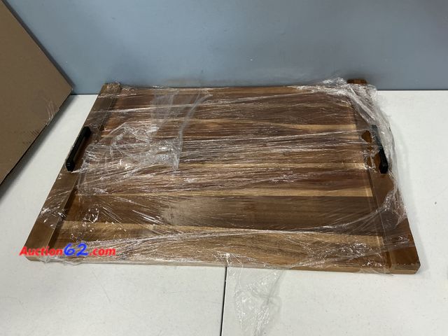 Lot 44-2687w - Large Acacia Wood Cutting Board with Handles Appears New, A basic inspection has been given to this item. Sold AS-IS. Not Tested See All Pho...
