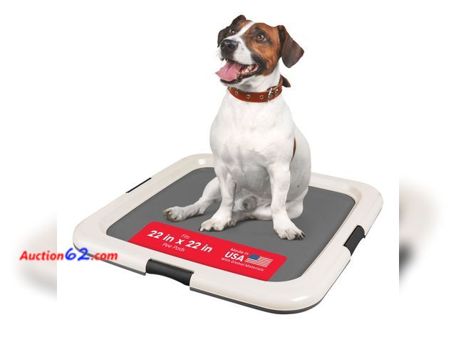 Lot 44-268p - IRIS USA Pee Pad Holder - For Potty Training Regular Sized Dog &amp; Puppy Pee Pads, Secured Latches, Non-Skid Feet, Leak Protection, Fits 2...