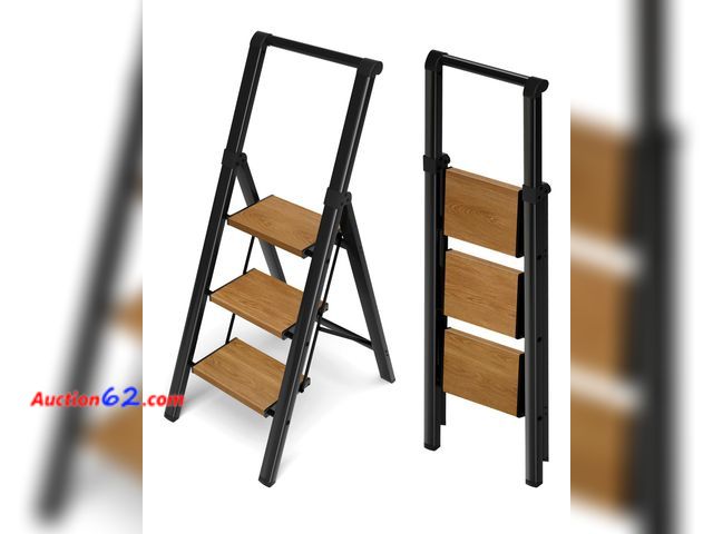 Lot 44-936 - BEFITMACE 3 Step Ladder,Folding Step Stool with Aluminum Wide Pedal&amp; Convenient Handgrip,330lbs Capacity Steel Ladder for Household and ...