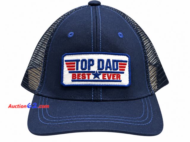 Lot 44-6169m - CelebrateDad Ball Cap, Adjustable snap strap. “ top dad best ever” HAT HAS SOME BOX DUST ON IT AND IS OUT OF SHAPE A LITTLE. Appears New, A ...