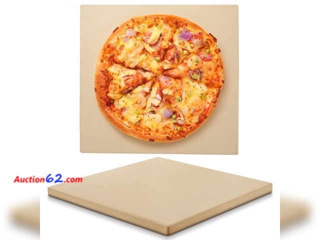 Lot 44-175 - Unicook Pizza Stone 15 Inch, Premium Baking Stone for Oven Grill, Square Cordierite Bread Pizza Pan, Thermal Shock Resistant, Includes Scrap...