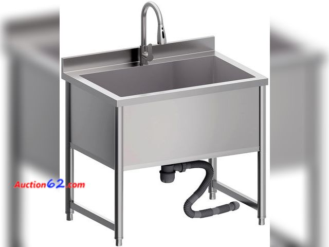 Lot 44-1942o - $499.99 Retail price - Stainless Steel Commercial Restaurant Sink, Freestanding Large Commercial Sink with Pull-out Faucet for Kitchen Dishw...