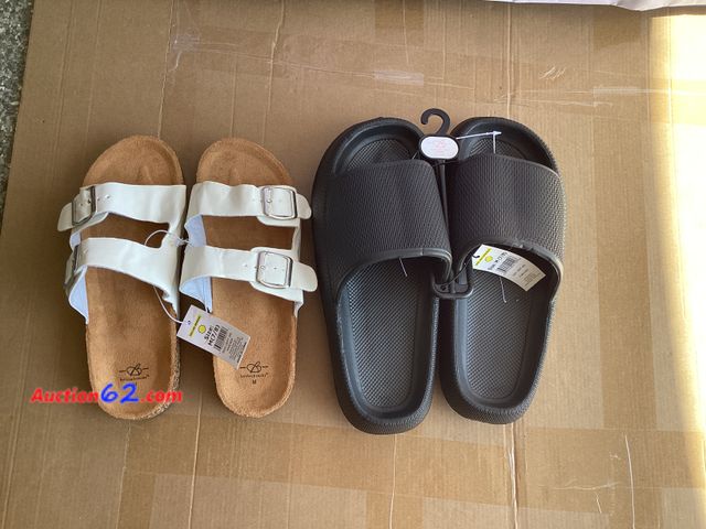 Lot 44-7741j - Lot of (2) pairs of women’s size medium 7-8 sandals.  Appears New, A basic inspection has been given to this item. Sold AS-IS. See All Photo...