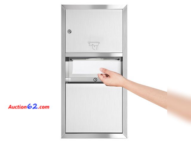 Lot 44-317 - $199.99 Retail price - LEIFIDE Classic Stainless Steel Recessed Paper Towel Dispenser with Waste Can Receptacle Wall-Mounted for Bathroom Co...