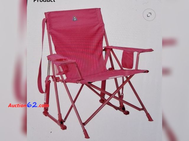 Lot 44-7080m - GCI outdoor kickback rocker low profile rocking camping chair with cup holder, sport pink E-Commerce Return, A basic inspection has been giv...