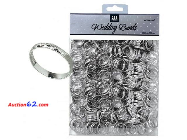 Lot 44-5532t - Lot of 4 - 288 pcs Silver Wedding Bands for decorations. Appears New, A basic inspection has been given to this item. Sold AS-IS.