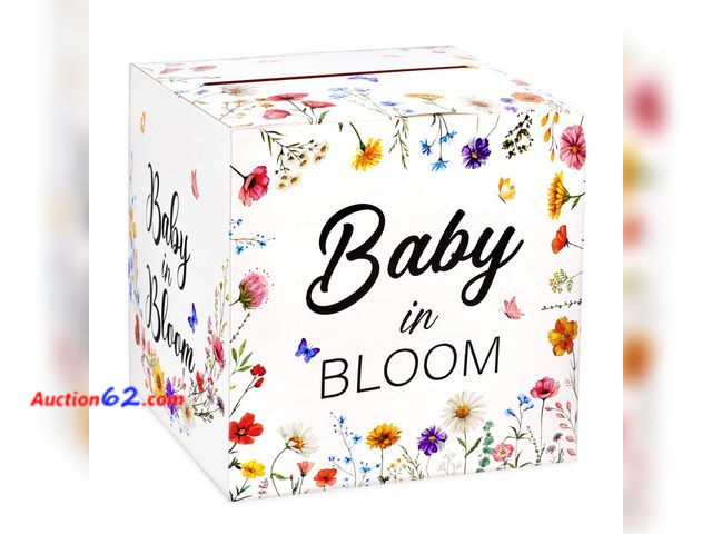 Lot 44-943m - Lot of 3 - Hxezoc Baby in Bloom Card Box Baby Shower Wildflower Favors Post Box Cardboard Receiving Diaper Raffle Card Box Holder for Recept...
