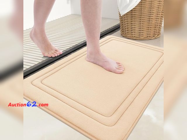 Lot 44-9051b - Grandaily Memory Foam Bath Mat Rug 24x16, Ultra Soft, Non-Slip and Absorbent- Beige Appears New, A basic inspection has been given to this i...
