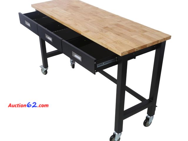 Lot 44-68z - Retail value of $419.99- 60" Workbench Wide Rolling Workbenches Adjustable Height, Workshop Tool Ben...