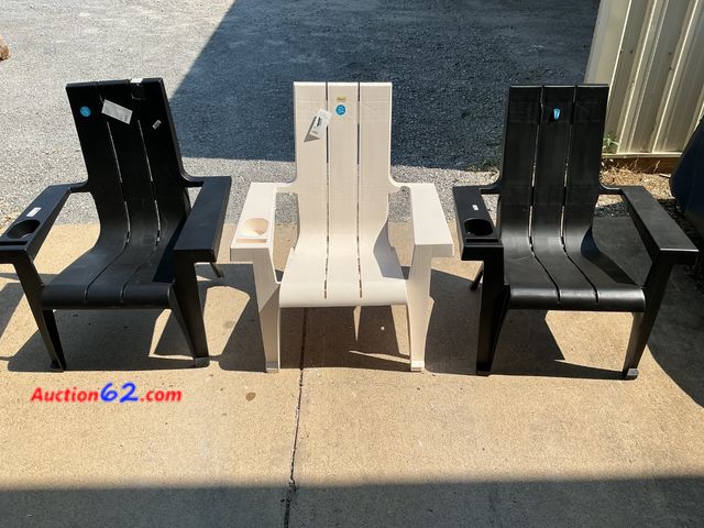 Lot 44-288e - $250 Retail price - Set of 3 Adirondack Chairs - 2 Black, 1 Beige See All Photo's E-Commerce Return, A basic inspection has been given to th...