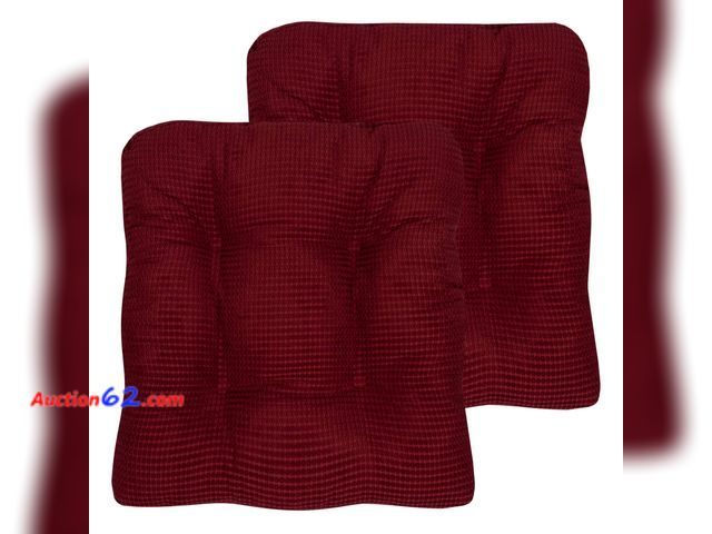Lot 44-646m - Sweet Home Collection Chair Cushion Crushed Memory Foam Pads Premium Slip Non Skid Microdot Rubber Back Tufted 16" x 16" x 3.25" Thick Seat ...
