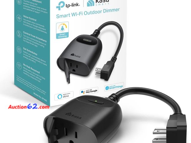 Lot 44-1872e - Kasa Outdoor Smart Dimmer Plug, IP64 Plug- in Dimmer for Outdoor String Lights, Compatible with Alexa, Google Assistant &amp; SmartThings, L...
