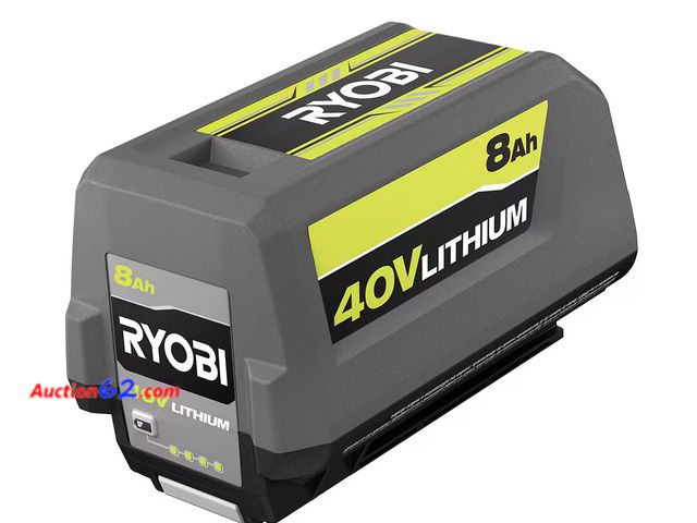 Lot 44-196g - Retail of $259- RYOBI 40V Lithium-Ion 8.0 Ah High Capacity Battery Powers on, not tested further