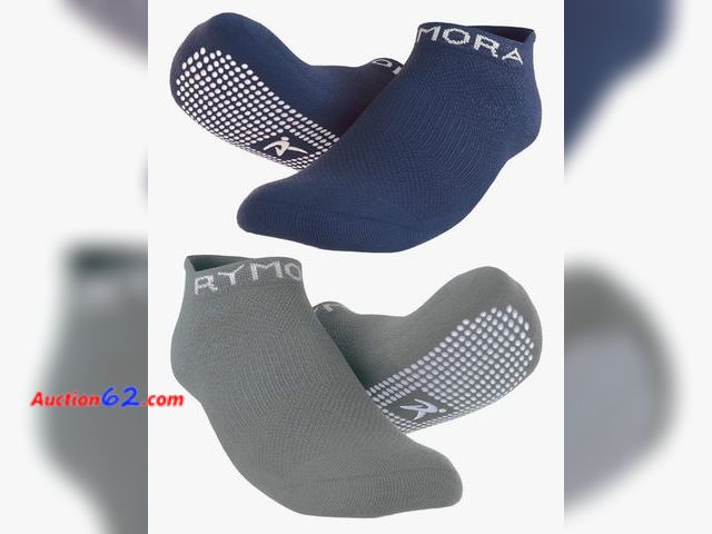 Lot 44-6509p - 2 Pairs Rymora Grip Socks for Women &amp; Men - Sticky Anti Slip Non Skid - Perfect for Yoga, Pilates, Barre, Hospital, Labor Appears New, A...