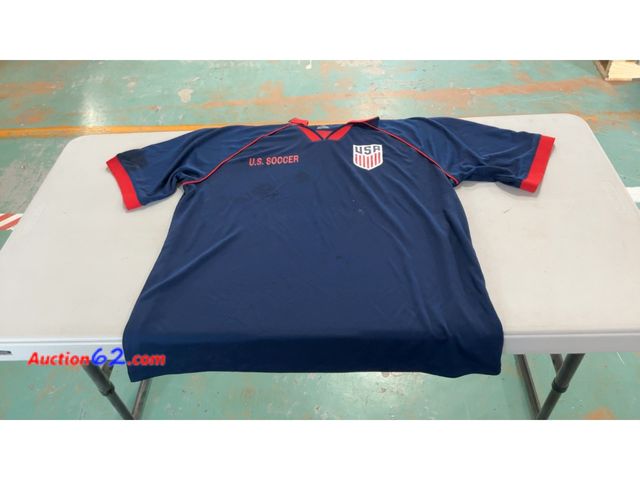Lot 44-1800a - US Soccer Jersey Blue Red Size L-G-G (has shampoo on it) E-Commerce Return, A basic inspection has been given to this item. Sold AS-IS. See ...