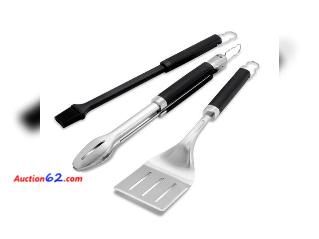 Lot 44-236p - Weber Precision 3-Piece Grilling Tool Set, Stainless Steel E-Commerce Return, A basic inspection has been given to this item. Sold AS-IS.