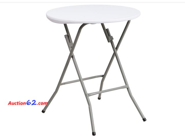 Lot 44-1560j - Flash Furniture Elon 2' Round All-Occasion Plastic Folding Event Table, Folding Banquet Table for Indoor/Outdoor Events, White Appears New, ...