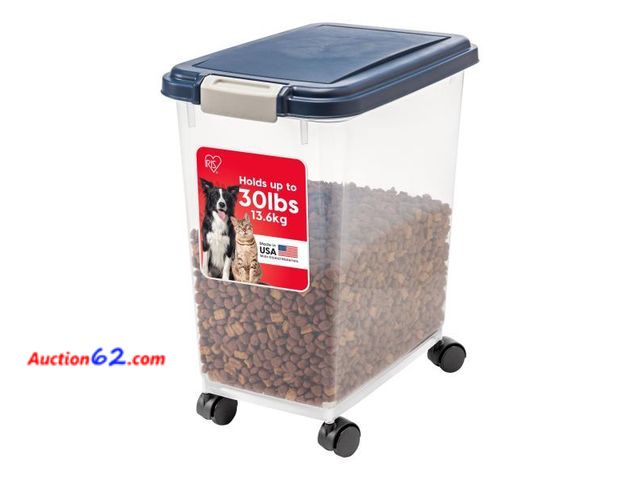 Lot 44-247b - IRIS USA Airtight Dog Food Storage Container, Up to 30 lbs, Attachable Wheels, for Dog Cat Bird and other Pet Food Storage Bin, Keep Fresh, ...