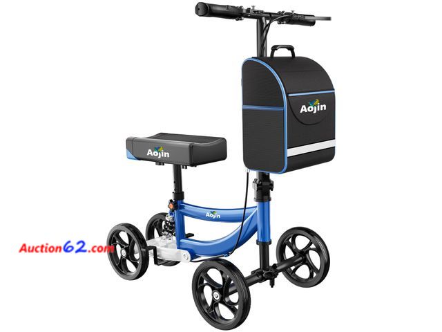 Lot 44-1794 - $99.99 Retail price - Aojin Knee Scooter for Adults for FootInjuries, 300lbs Capacity, All Terrain Foldable Knee Scooter Walker with Bag, 13...