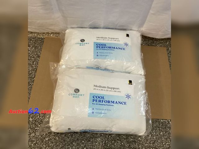 Lot 44-7730i - Lot of (2) medium support cool performance pillows.  Appears New, A basic inspection has been given to this item. Sold AS-IS. See All Photo'...