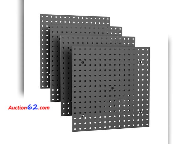 Lot 44-1546o - WALMANN 4 PCS 16" x 16" Metal Pegboard Panels for Wall Garage Tools Pegboard for Garage, Workbench, Peg Board Tool Organizer Board(Pack of 4...