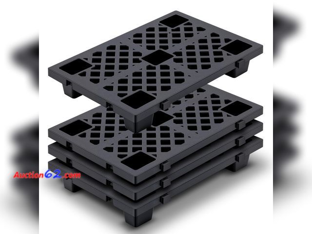 Lot 44-894w - Singhoow 4 Pcs Plastic Pallets for Basement Storage Nestable Moisture Waterproof Lightweight Floor Pallets with Breathable Grid for Indoor O...