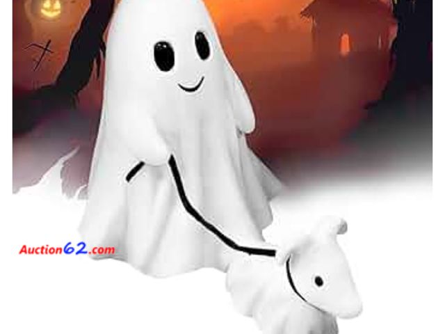 Lot 44-6593p - WESUN Halloween Ghost Walking Dog Statue Appears New, A basic inspection has been given to this item. Sold AS-IS.