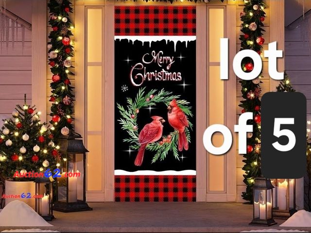 Lot 44-6641t - Lot of 5 OWUH Christmas Decorations Cardinal Door Covers Appears New, A basic inspection has been given to this item. Sold AS-IS.